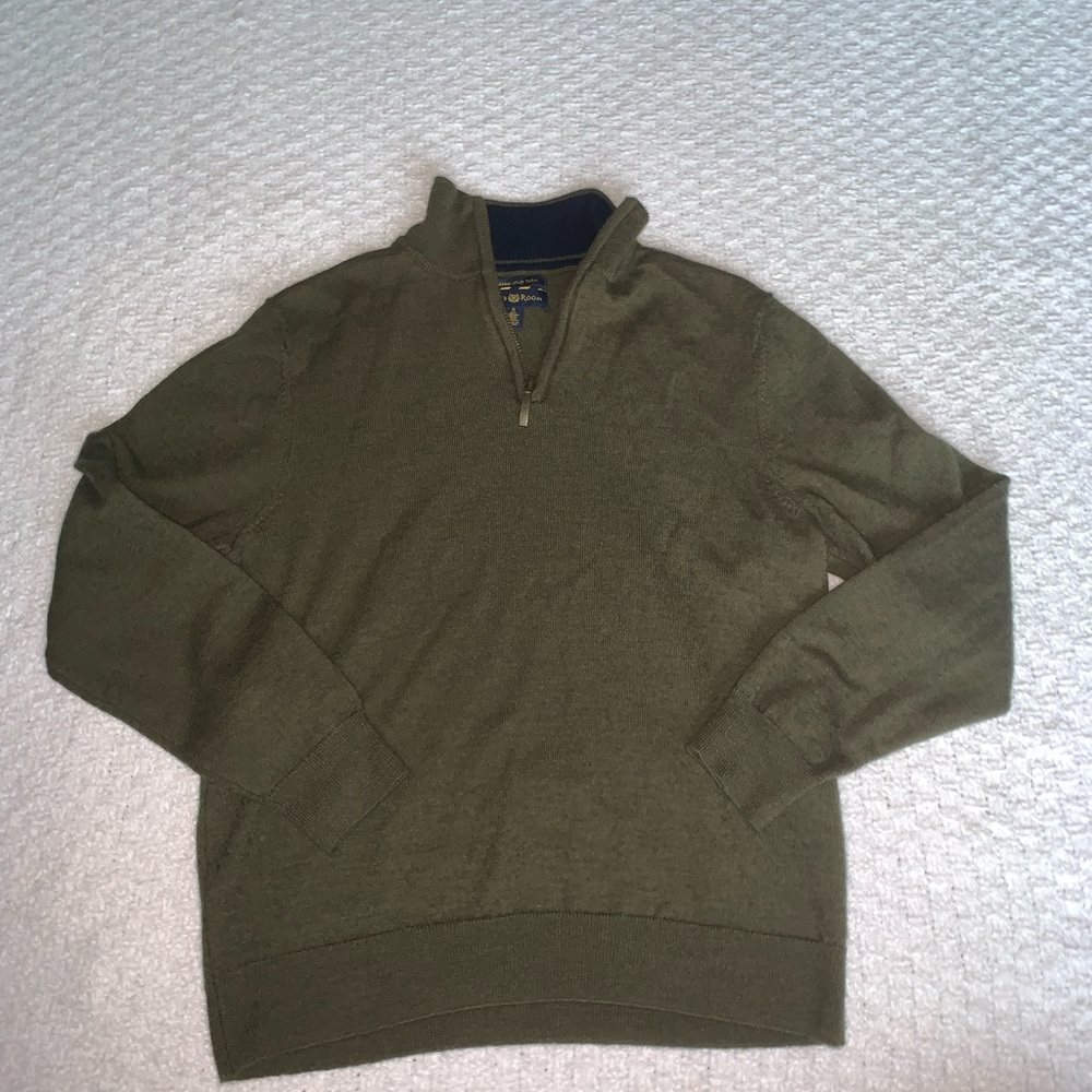 Club Room Italian Spun Quarter Zip Olive Green Size Small Like New